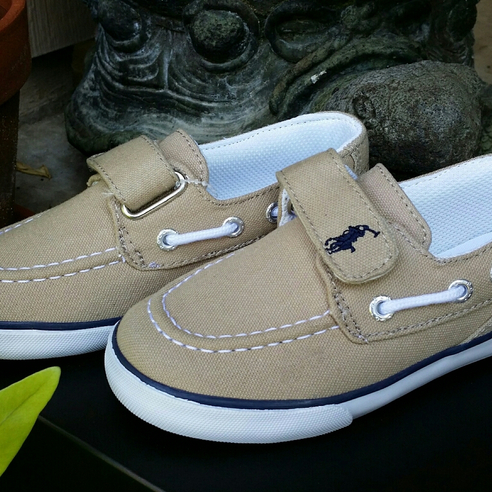 β SOLD β Ralph Lauren Boys Boat Shoes Khaki 7 New! β SOLD β - Picture 2 of 7